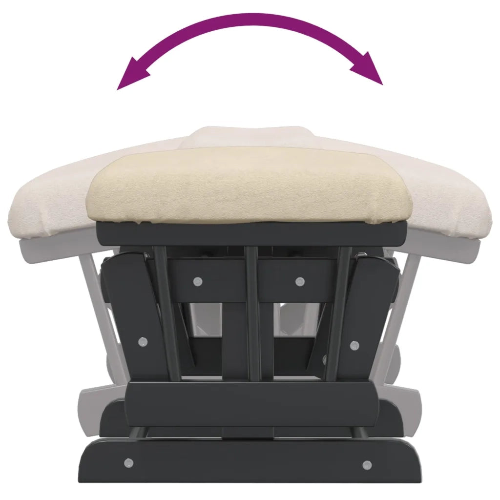 Poltrona Glider con Sgabello Bianco Crema in Tessuto