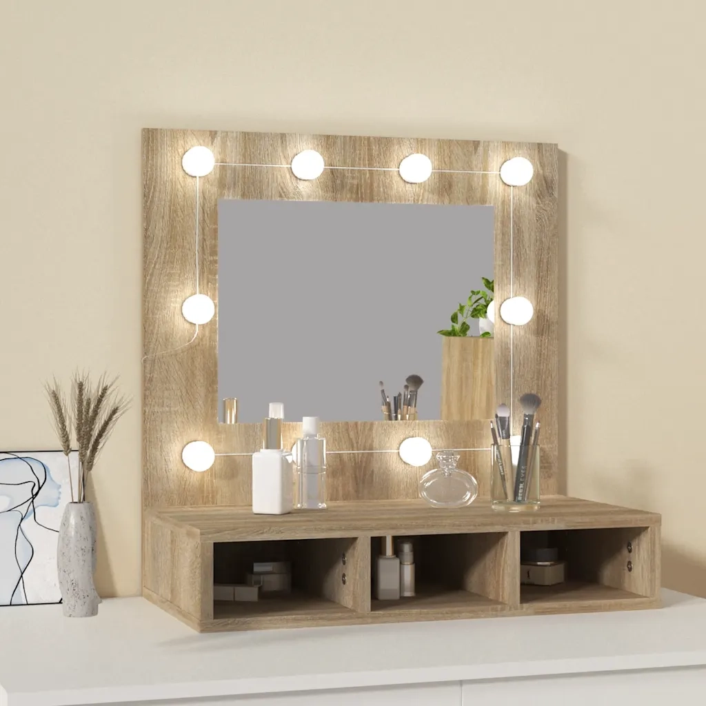 Mobile a Specchio con LED Rovere Sonoma 60x31,5x62 cm cod mxl 78251