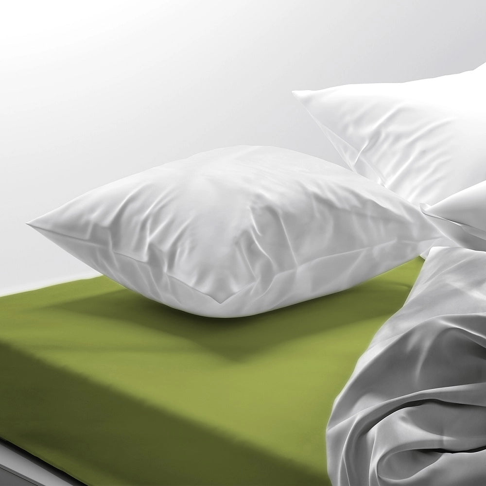 Lenzuolo letto sotto con angoli 100% puro cotone Made in Italy tinta unita Verde exotic - 1 Piazza