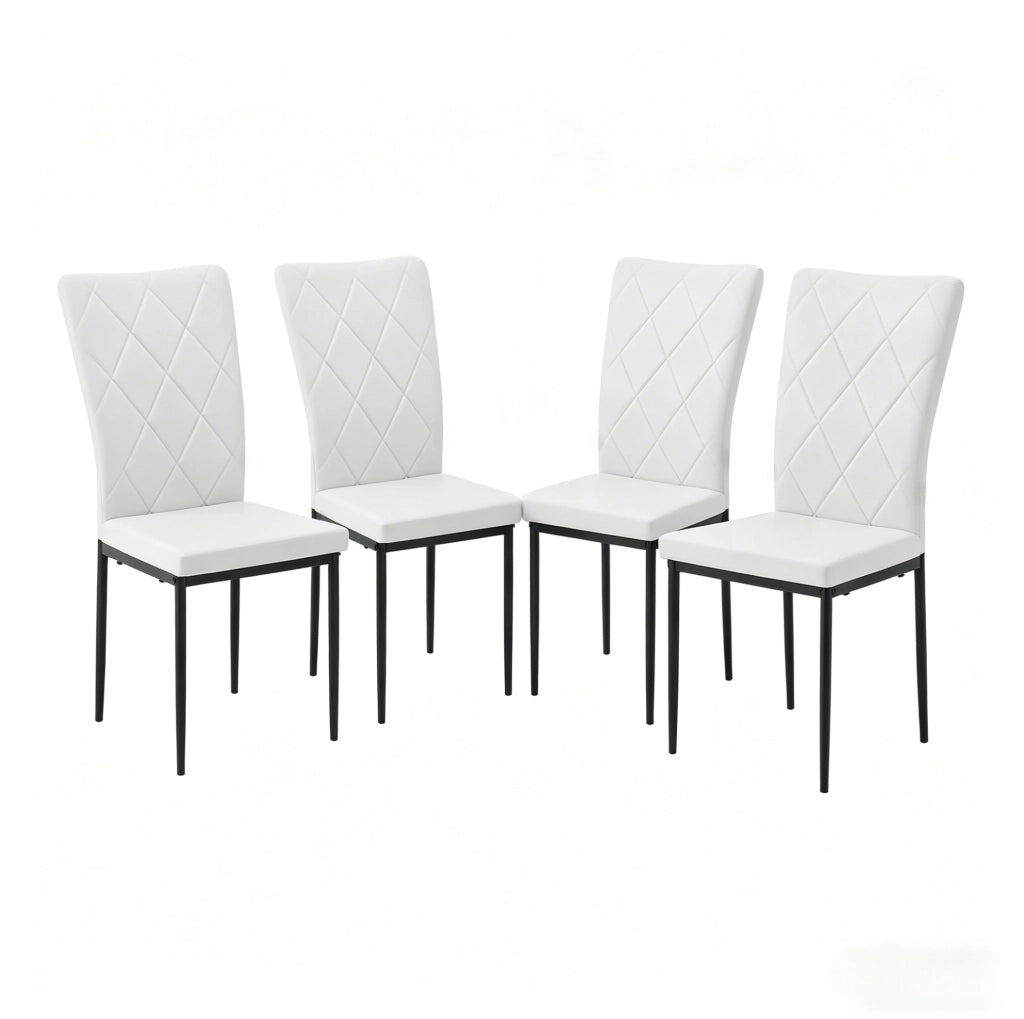 Set di 4 sedie da pranzo in similpelle con schienale alto