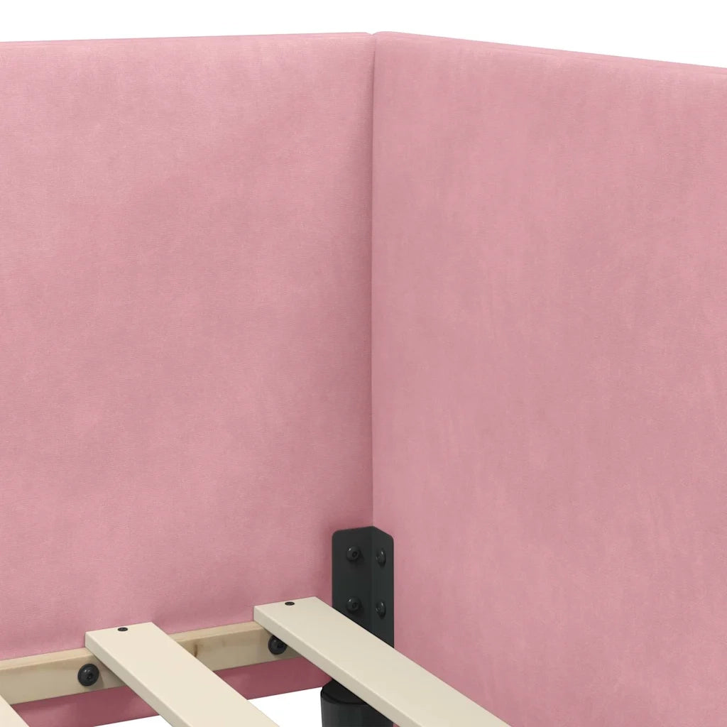 Cornice del letto ad angolo Rosa 80 cm x 200 cm Velluto