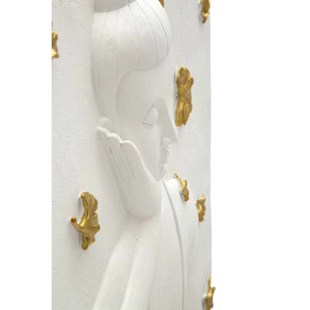 Decorazione in Metallo e Legno Geometrico 13, Bianco, Poliresina, 46x5,7x55,5 cm