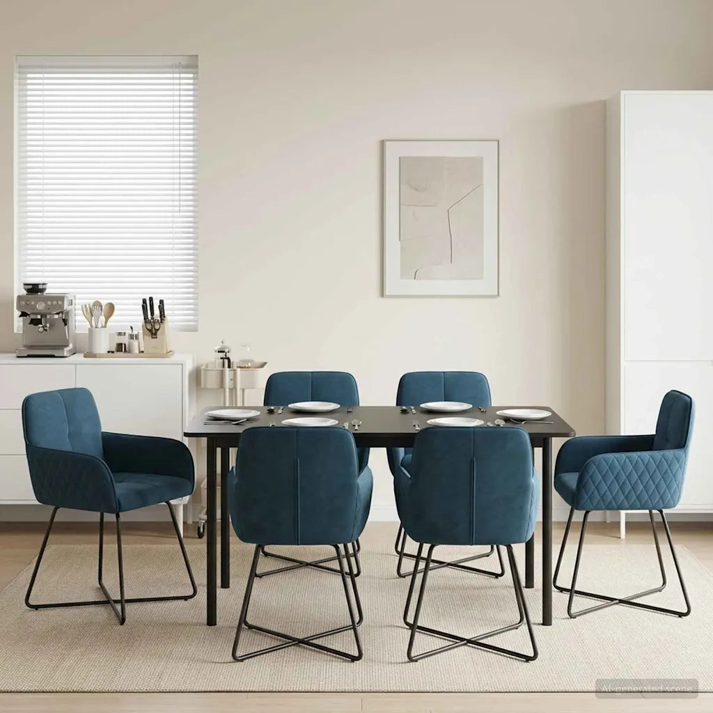 Sedie da pranzo 6 pcs Velluto (V) Blu 59 x 56,5 x 86 cm 3428226