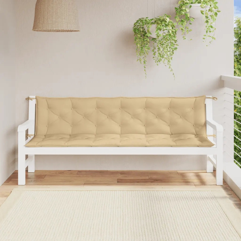 Cuscini Panca Giardino 2pz Beige MÃ©lange 200x50x7 cm Tessuto