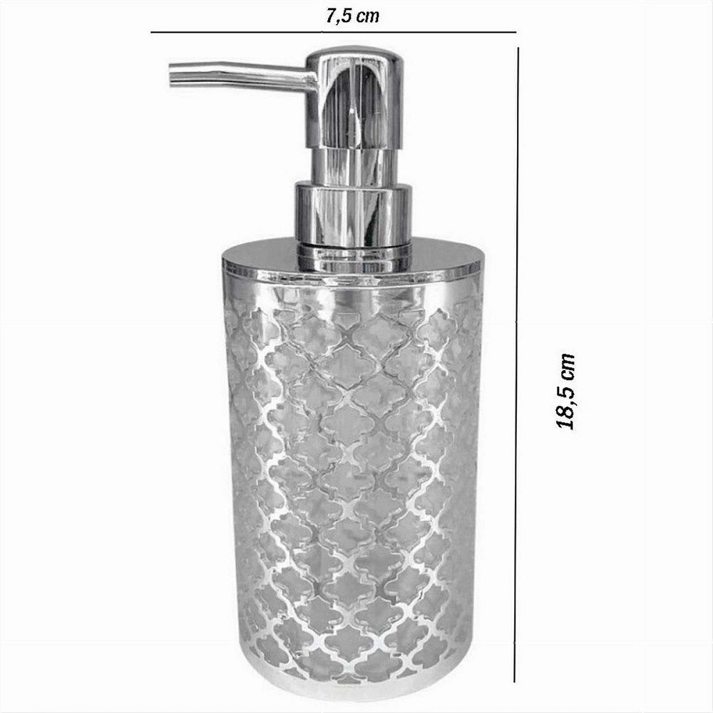 Trade Shop - Dispenser Sapone Liquido Accessorio Bagno Argento Stile Barocco Dosatore 59106 -