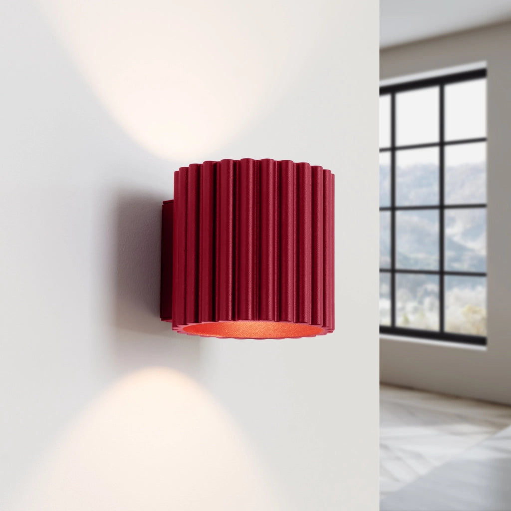 Applique moderna bordeaux tubo rigato 10cm su/giù G9 Pure Lume