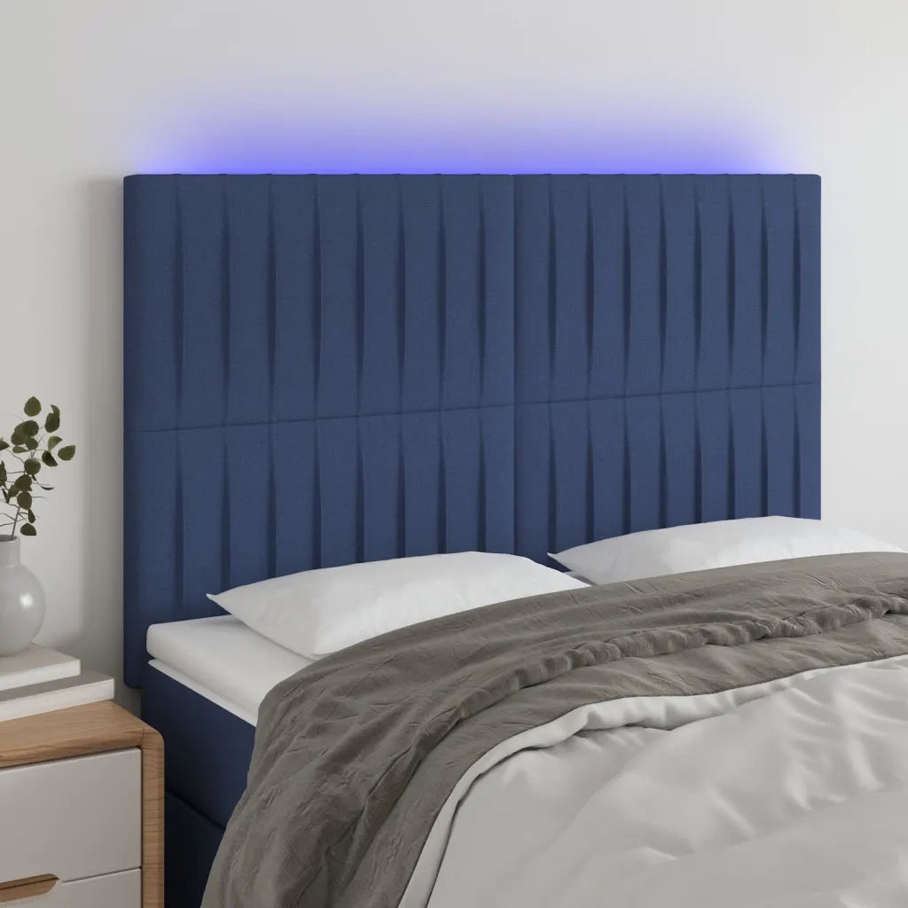 Testiera a LED-Testata con LED Blu 144x5x118/128 cm in Tessuto 253598