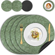 Sfere per tavolo e sottosfere - Lavabili - 4 pezzi - Verde-Nero - Pelle sintetica - 34 cm