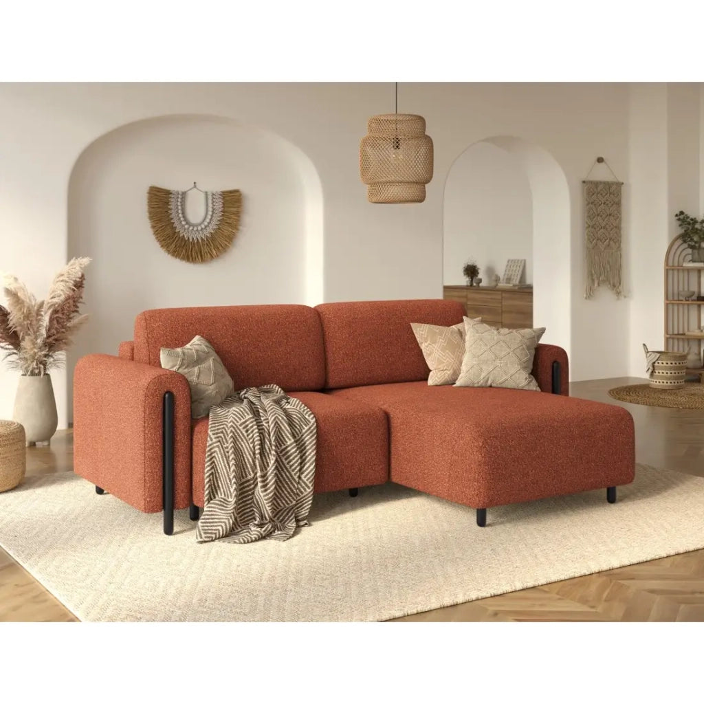 Divano angolare convertibile ARVESSA terracotta bouclette – Angolo destro