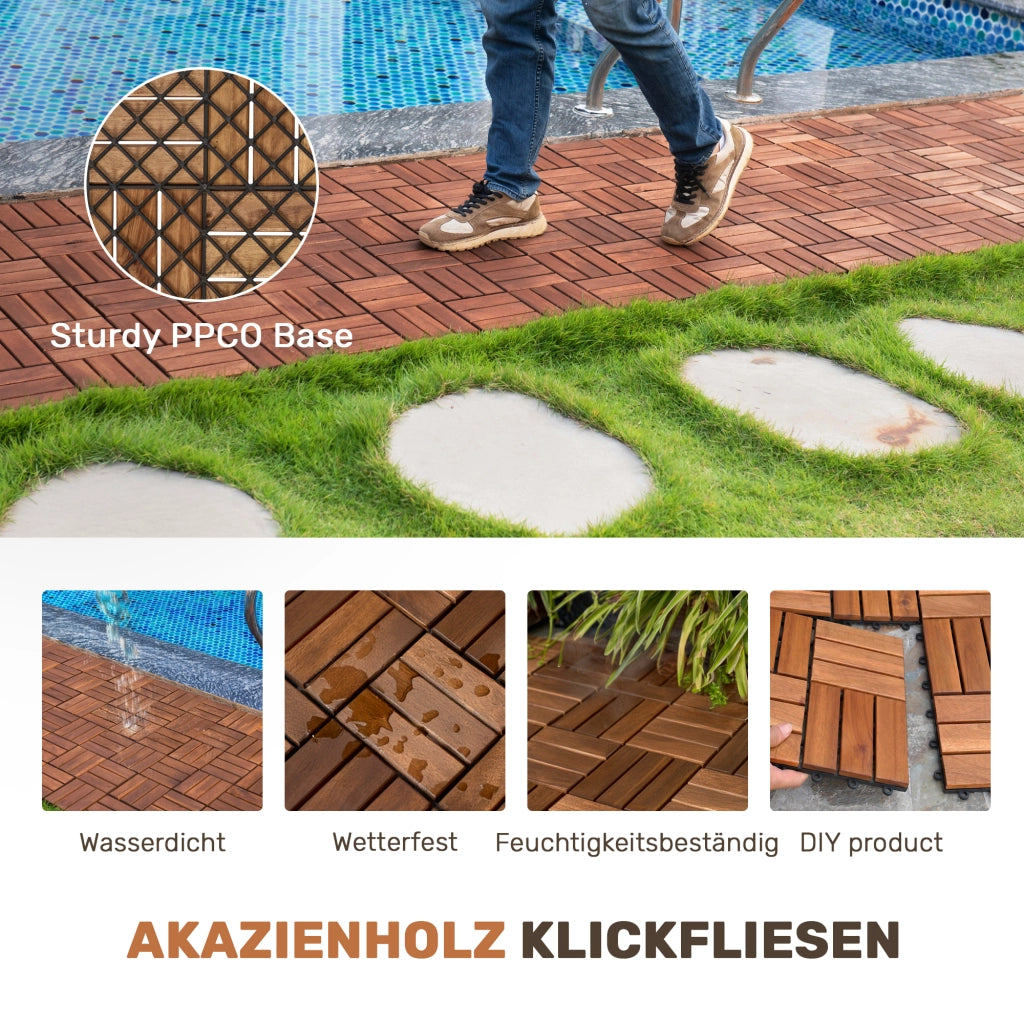 Piastrelle decking da esterni in legno di acacia marrone per giardino balcone e area piscina