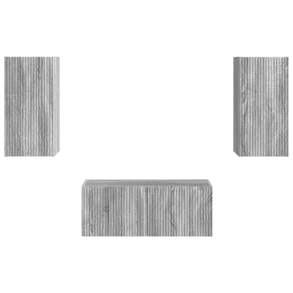 Set mobile TV 2 pz-Credenza per TV Grigio Sonoma Legno multistrato 277534