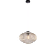 Sospensione 1 Luce Ginger In Ferro Nero E Vetro Ambra Plisse&apos