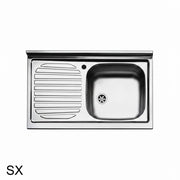 Lavello appoggio in acciaio inox 80 cm gocciolatoio SX  - Cromo