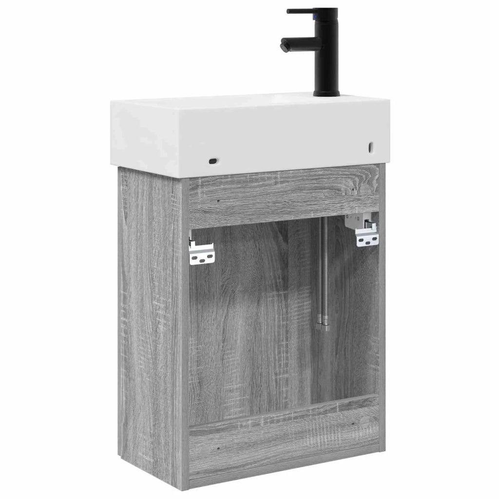 Mobile bagno con rubinetto Sonoma grigio 45,5 x 22,5 x 84 cm