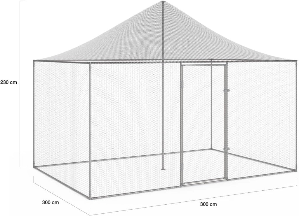 Voliera 6 m² Parco a rete 3 x 2 M recinto pollaio per Animali da Bassa Corte
