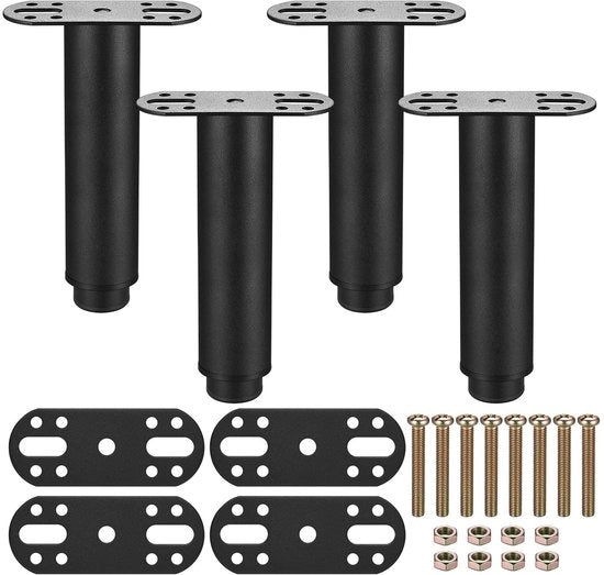 Sosteggi mobili adattabili - Supporto per mobili - Robusto e duraturo - Nero - Sostegno per mobili - Set di 4 gambe per letto e armadio