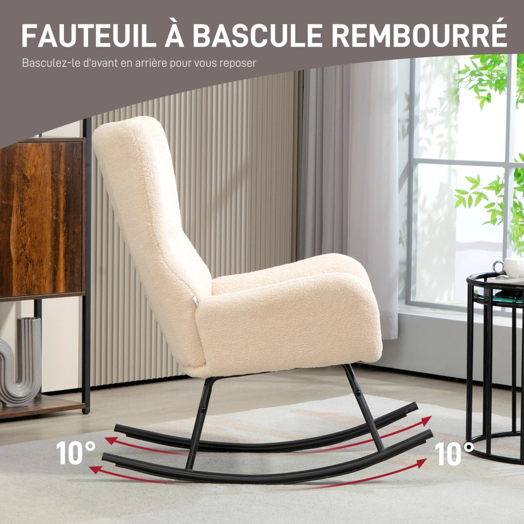 Poltrona a dondolo ¨C zephmum ¨C beige e nero, gambe in acciaio