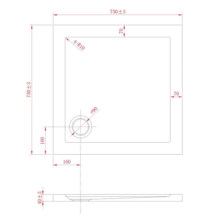 Piatto Doccia Slim 75x75x4 cm Quadrato Acrilico Bordato Antracite Effetto Pietra mod. Flower