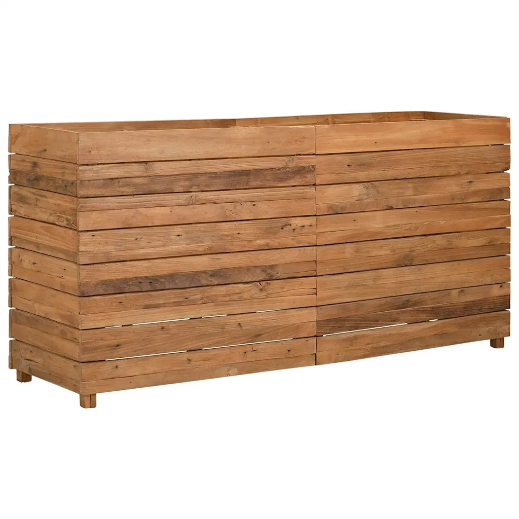 Fioriere | Cassetta per fiori | Letto Rialzato 150x40x72 cm Legno di Teak di Recupero e Acciaio