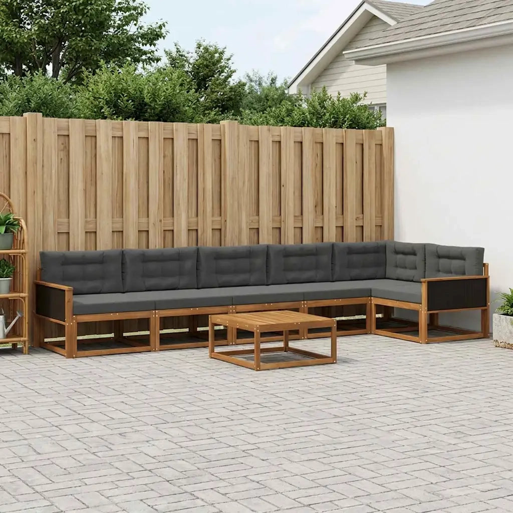 Set di divani da esterno con cuscino 7 pcs Naturale e Antracite