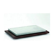 Bisetti BT-99114 Pietra Ollare Rettangolare 25x40 cm con Base in Legno Wengé colore Bianco