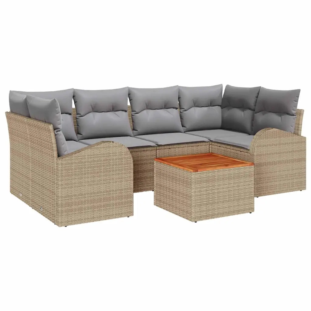Set Divano da Giardino 7 pcs Beige e Grigio Chiaro polyrattan 3356201