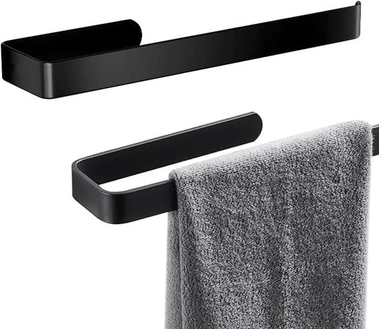 Supporto asciugamano nero - fissaggio a parete - 30 cm - acciaio inossidabile
