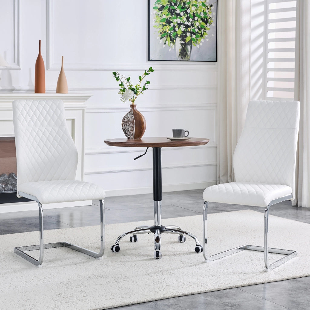 Sedie da Pranzo Set 2 Pezzi ¨C MINIMAL ¨C Bianche Velluto Schienale Alto Gambe Metallo