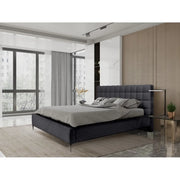 Letto MILLIO – Nero – 140x200 cm – Tessuto bouclé in ciniglia – Rete inclusa – Comfort da hotel 5 stelle
