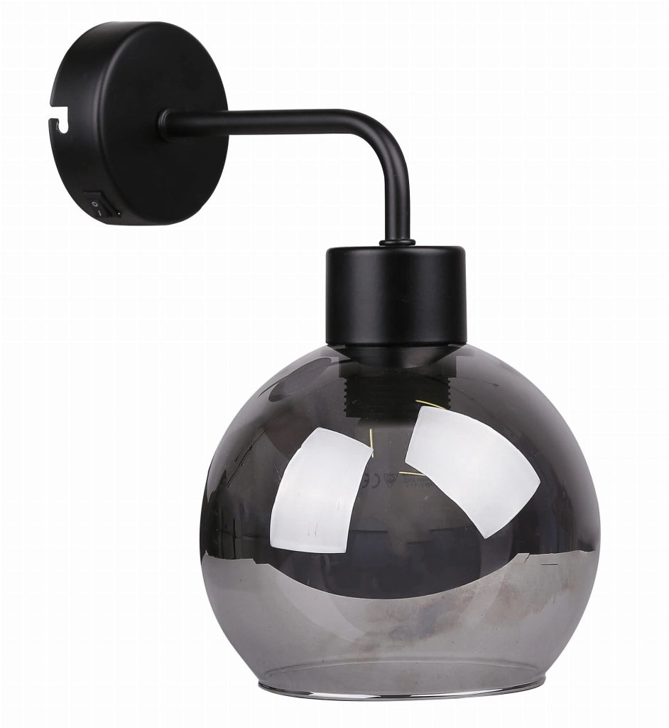 Applique Candellux Lady nera vetro fumé E27 interruttore