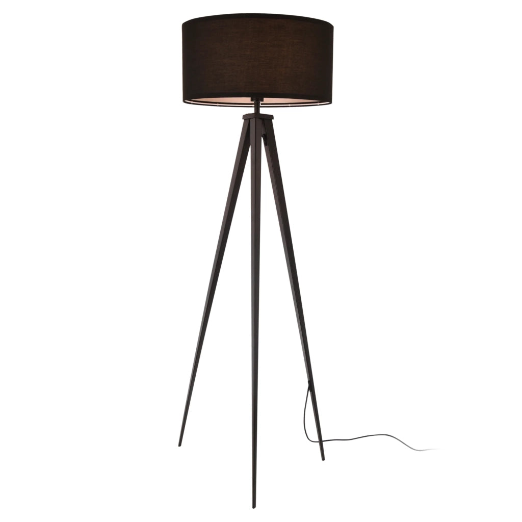 Lampada da terra con treppiede in metallo e paralume in tessuto 153 cm nero 03_0002434