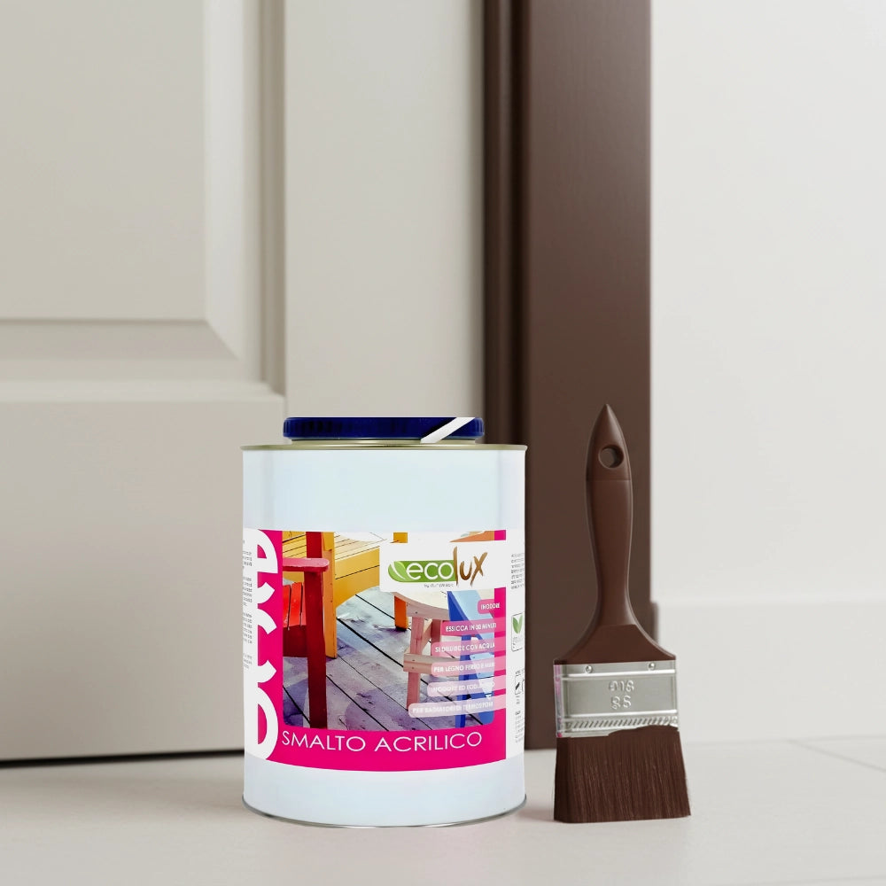 Ecolux smalto satinato acrilico ecologico per legno e metallo *** formato 2.5 lt, colore- marrone, confezione 1