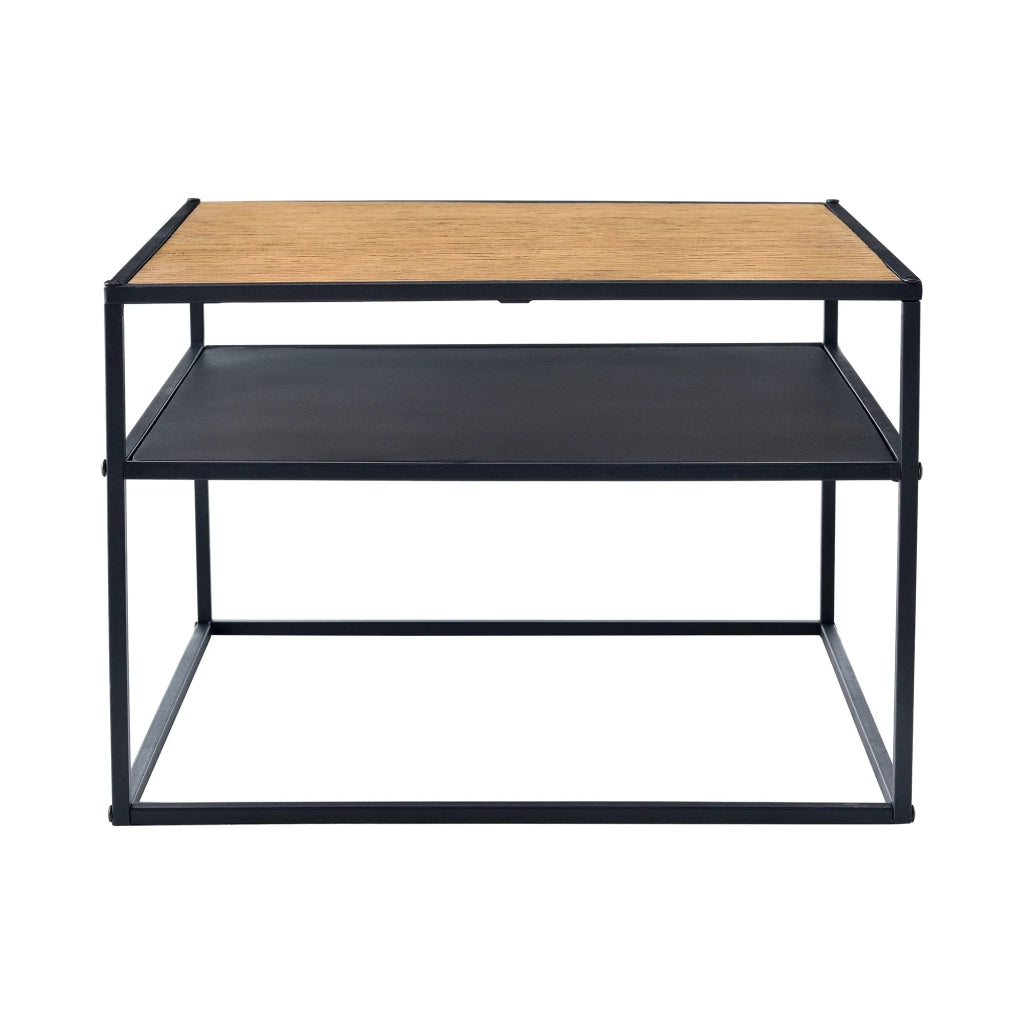 Tavolino quadrato 40 x 55 x 55 cm con vano contenitore effetto legno nero 03_0008431