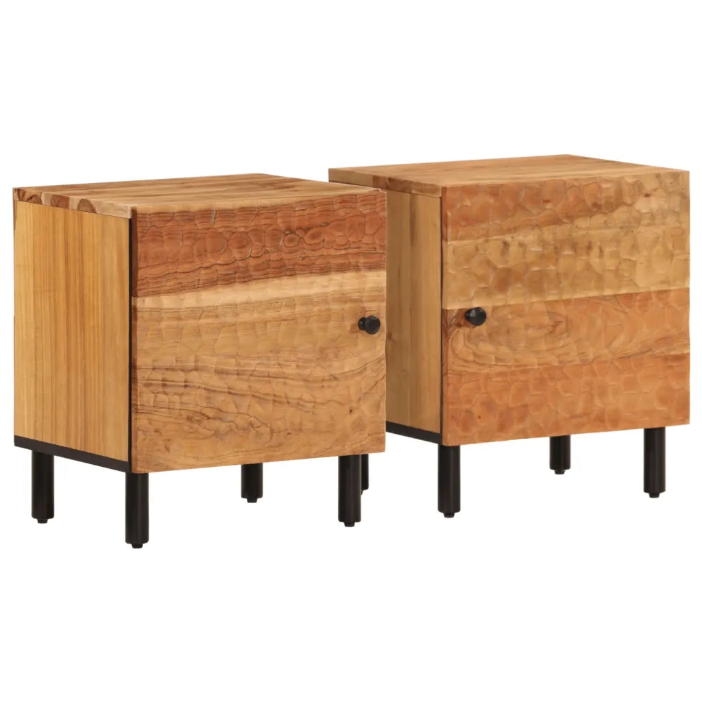 Comodini 2pz 40x33x46 cm in Legno Massello di Acacia 356852
