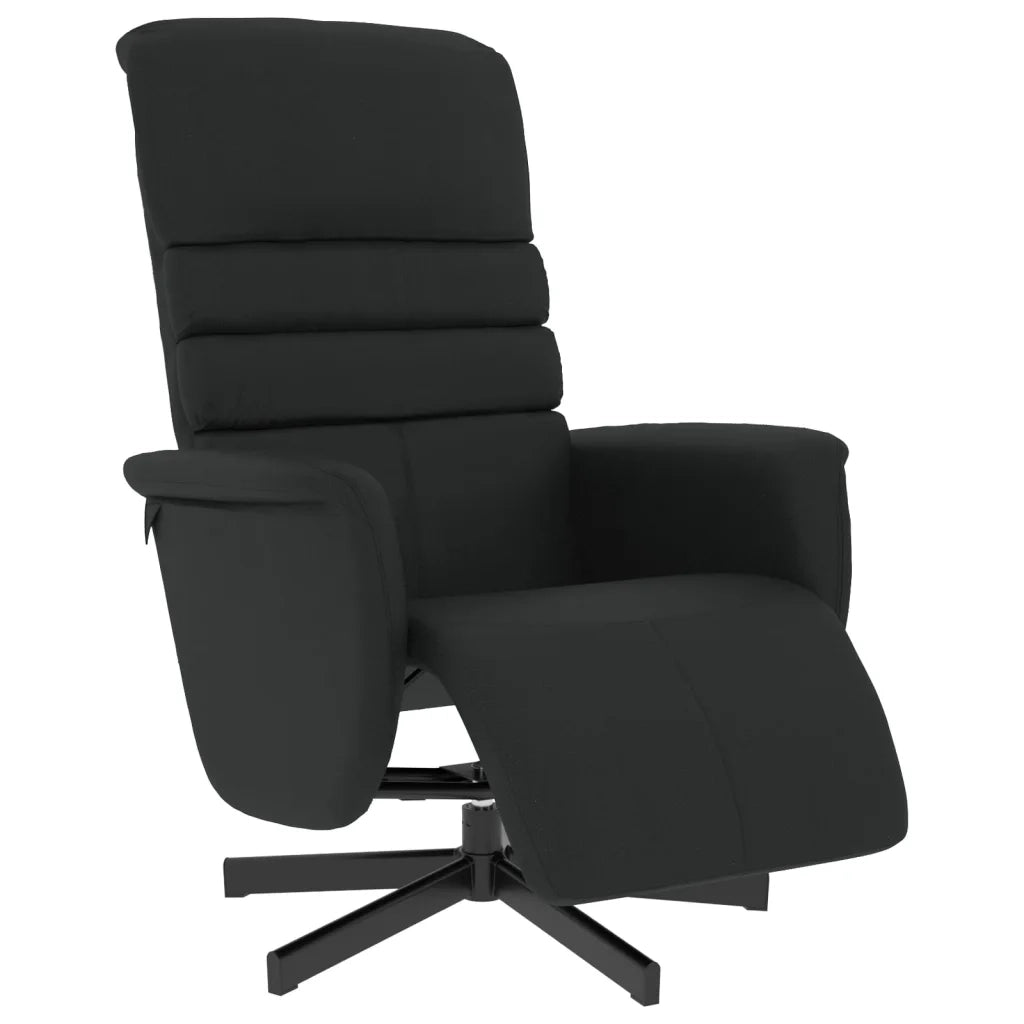 Poltrona Reclinabile con Poggiapiedi Nera in Similpelle 356703