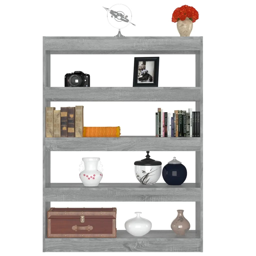Libreria Divisorio-Scaffale per Libri-Mobile di Stoccaggio Grigio Sonoma 100x30x135 cm