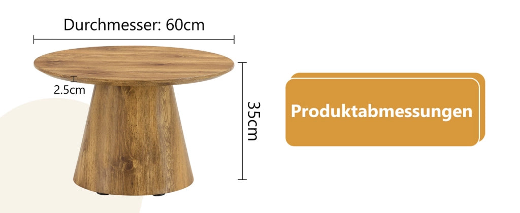 TAVOLINO ROTONDO 60 cm Effetto legno MDF