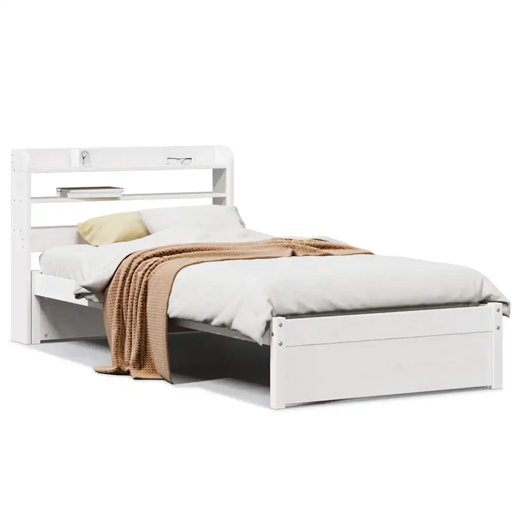 Giroletto con Testiera senza Materasso-Struttura Letto Bianco 90x190 cm 928150