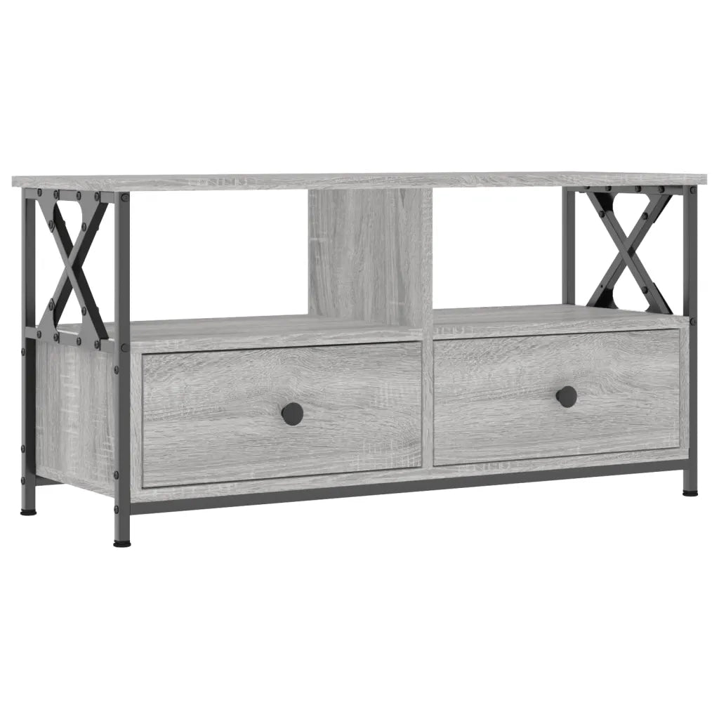 Mobile TV-Credenza TV-Console TV Grigio Sonoma 90x33x45 cm Legno Multistrato e Ferro