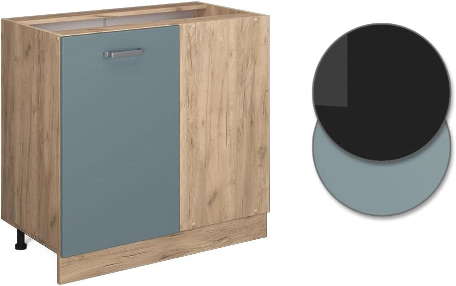 Mobile ad angolo cucina R-Line, Grigio-blu, 86 cm senza piano di lavoro, per la libera combinazione all'interno di sistemi cucina modulari