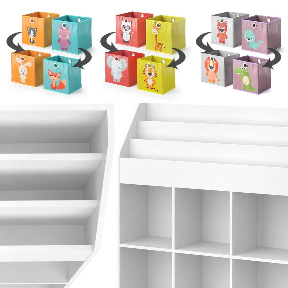 Vicco Libreria bambini Bianco 107.2 x 114.2 cm con 6 scatole pieghevoli opt.1