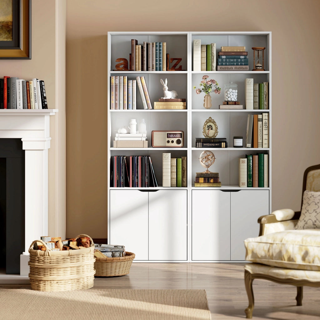 Libreria con ante e scaffali aperti ¨C zephmum ¨C Bianco 59x29x180 cm