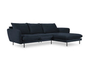 Cosmopolitan Design - Divano angolare destro "Vienna" 5 posti in velluto blu scuro 