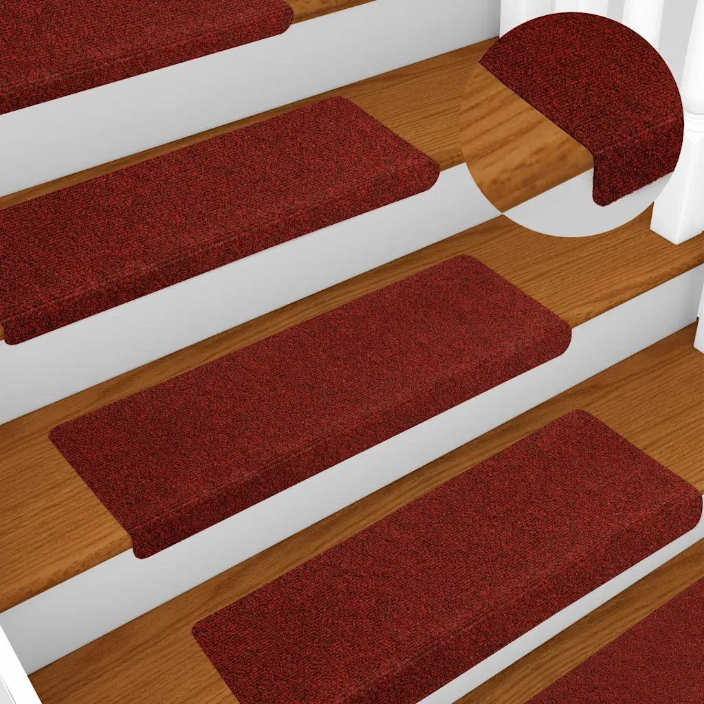 Tappetini per scale autoadesivi 20 pz 65x21x4 cm Bordeaux Rosso Bordo rettangolare 3365719