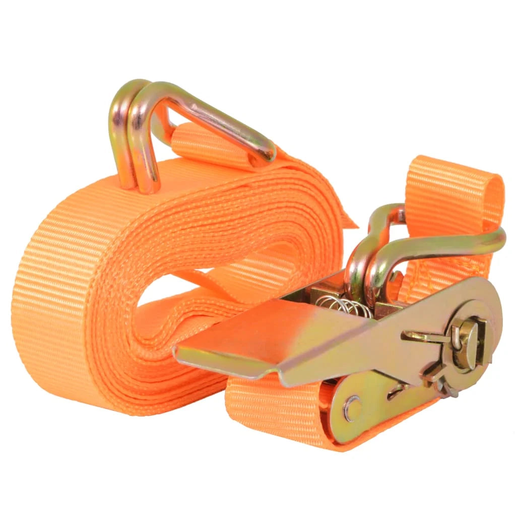 Confezione da 10 cinghie di fissaggio 0,4 tonnellate 6 m x 25 mm arancione per trasporto su rimorchio 02_0003533