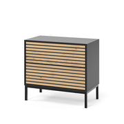 Vicco Comodino camera da letto Nero/quercia 66 x 60 cm con 2 cassetti