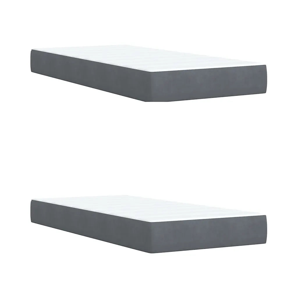 Giroletto a Molle con Materasso Grigio Scuro 200x200 cm Velluto