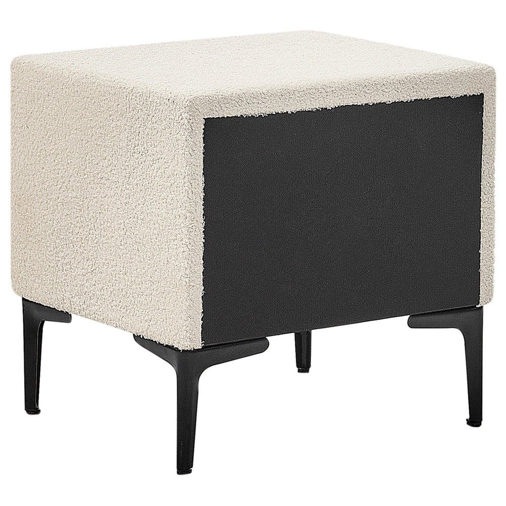 Comodino Boucle bianco sporco gambe in metallo nero con 2 cassetti portaoggetti Comodino