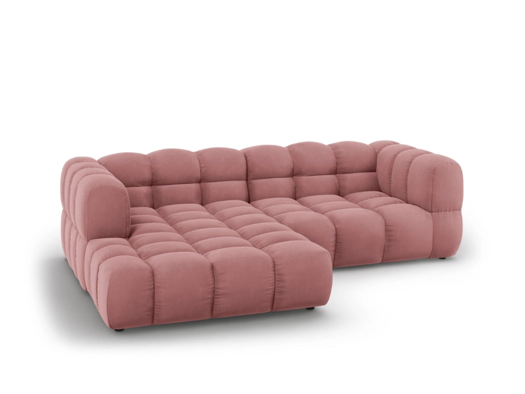 Cosmopolitan Design - Divano angolare modulare sinistro "Sky" 3 posti in velluto salmone 