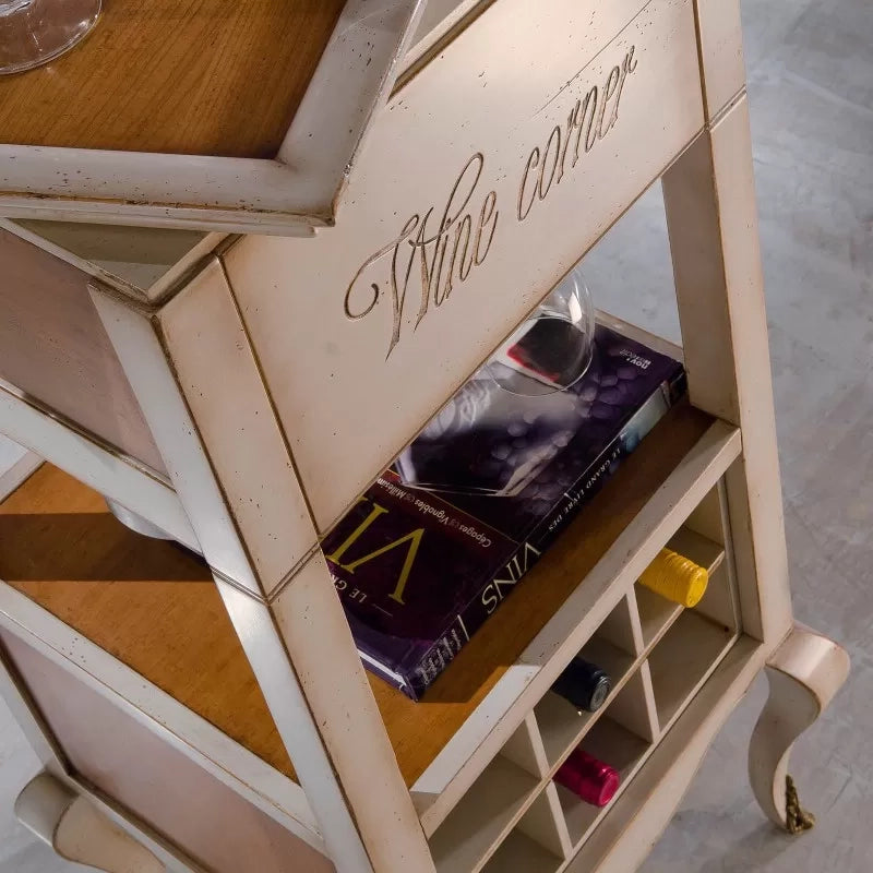 Mobile bar legno portabottiglie shabby 48x48x110
